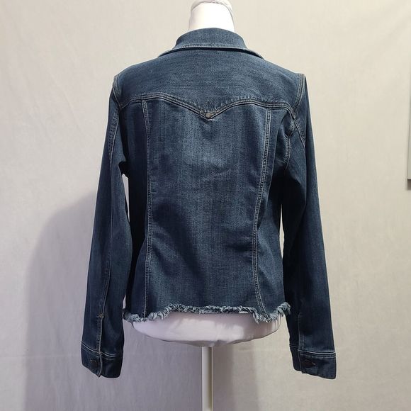 Liverpool Los Angeles Distressed Denim Jacket Women's Size Large Blue - Picture 3 of 12